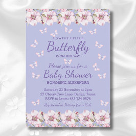 Invitación Chica Rosa Rosa Un poco mariposa Baby Shower