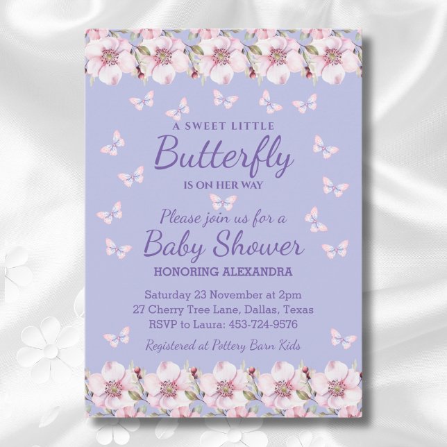 Invitación Chica Rosa Rosa Un poco mariposa Baby Shower (Subido por el creador)