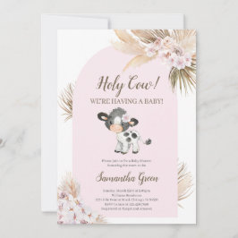 Invitación Chica Rosa Santo Vaca Baby Shower