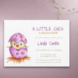 Invitación Chica Rosa Simple Baby Bird Hataca Baby Shower