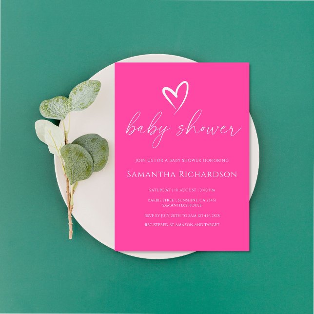 Invitación Chica rosa simple minimalista Baby Shower (Subido por el creador)