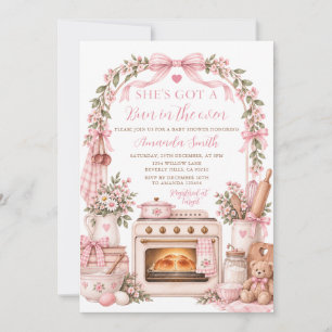 Invitación Chica Rosa Tiene un Pan en el Horno Pastelería Bab