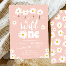 Chica Rosa Wild One Daisy Boho Retro Primer cumple