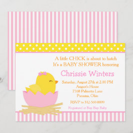 Invitación Chica rosa y amarillo Chick Baby Shower