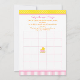 Invitación Chica rosa y amarillo Chick Baby Shower Bingo
