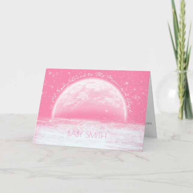 Invitación Chica rosado ama a la luna y a Baby Shower (Anverso)