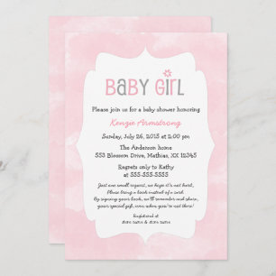 Invitación Chica rosado Baby Shower de la acuarela + traiga