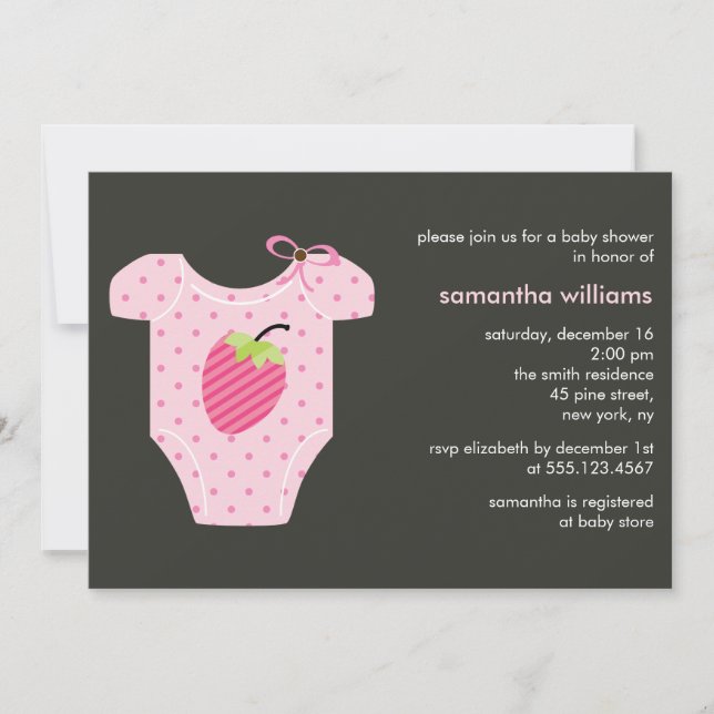 Invitación Chica rosado Baby Shower del equipo de la fresa (Anverso)