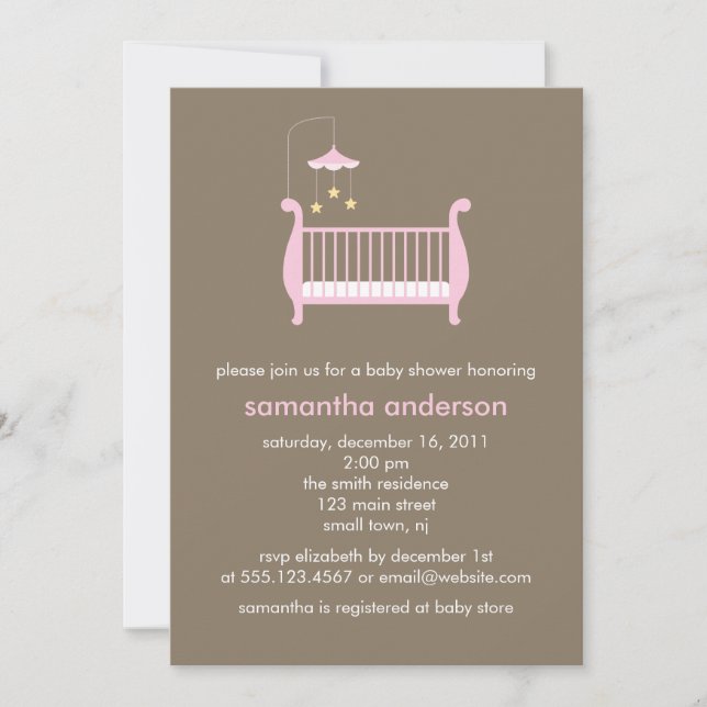 Invitación Chica rosado Baby Shower del pesebre (Anverso)