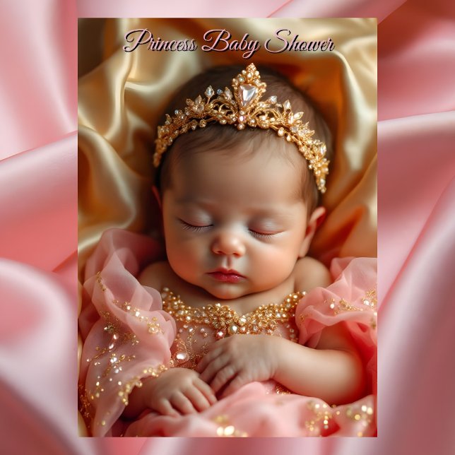 Invitación Chica rosado Baby Shower Jewel de oro Tiara (Subido por el creador)