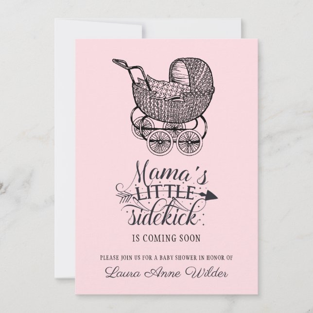 Invitación Chica rosado Baby Shower para portador de bebé de  (Anverso)