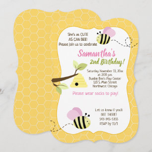 Invitación Chica rosado Bumble Bee Cualquier Cumpleaños de Ed