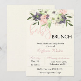 Invitación Chica rosado de Baby Shower Brunch Invitation Flor