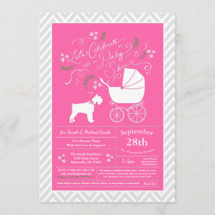 Invitación Chica rosado de Baby Shower Schnauzer Dog en minia