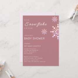 Invitación Chica rosado de copo de nieve Baby Shower