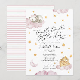 Invitación Chica rosado de estrella pequeña Twinkle Baby Show