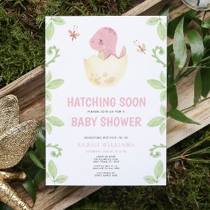 Invitación Chica rosado de los pequeños dinosaurios Baby Show