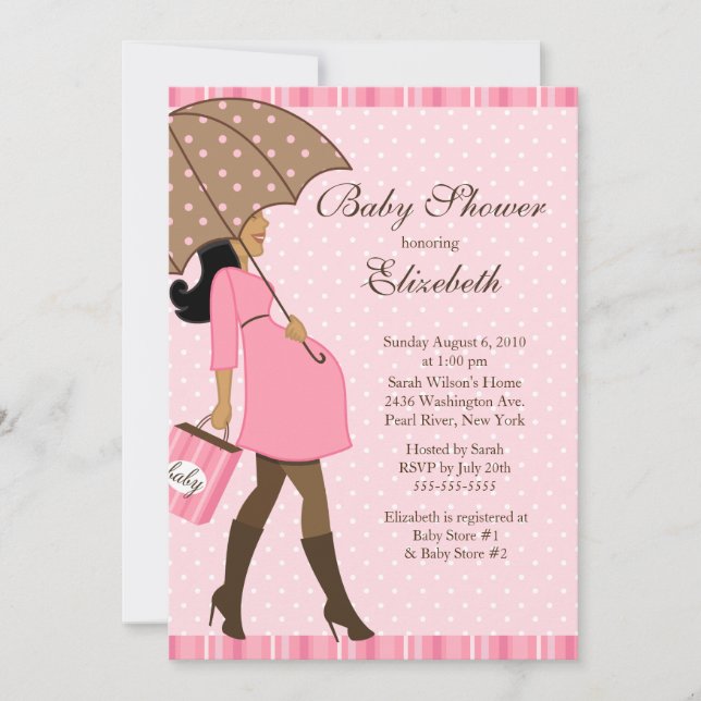Invitación Chica rosado de mamá embarazada moderna Baby Showe (Anverso)