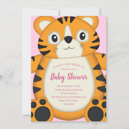 Invitación Chica rosado del Baby Shower Safari del tigre