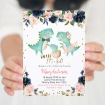 Chica rosado Dinosaur Couple Shower