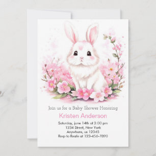 Invitación Chica rosado encantado Woodland Bunny Baby Shower
