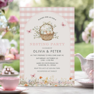 Invitación Chica rosado Fiesta de nidificación Prepara la duc