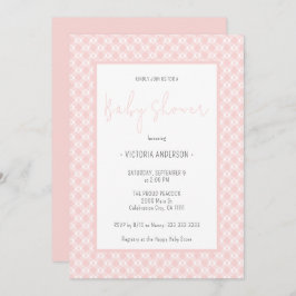 Invitación Chica rosado Gingham Cute Pastel Baby Shower