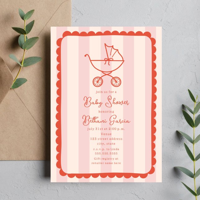 Invitación Chica rosado incandescente Baby Shower (Subido por el creador)