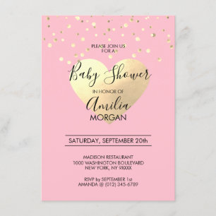 Invitación Chica rosado lindo Baby Shower del corazón del