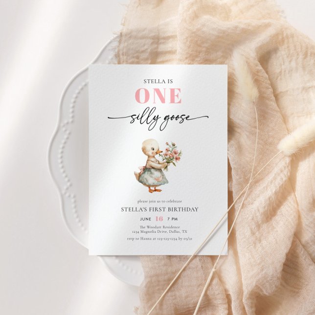 Invitación Chica rosado moderno fiesta de cumpleaños de un im (Subido por el creador)