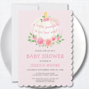 Invitación Chica rosado pequeño de calabaza Baby Shower