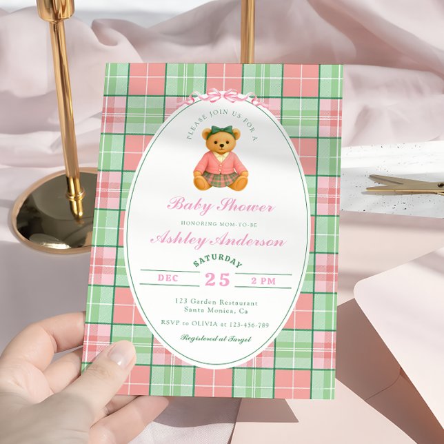 Invitación Chica rosado Polo Teddy Bear Baby Shower (Subido por el creador)
