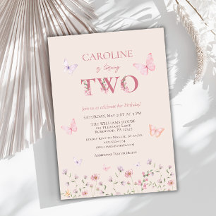 Invitación Chica Rosado Segundo Cumpleaños