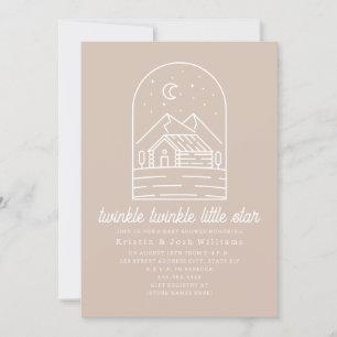 Invitación Chica rosado Twinkle Little Star Baby Shower