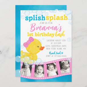 Invitación Chica Rubber Duck FilmStrip Multi Picture Birday