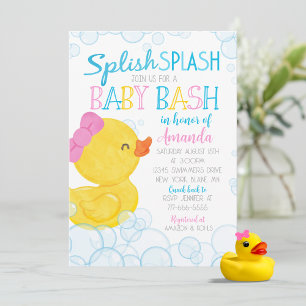 Invitación Chica Rubber Duck Splish Splash Baby Shower