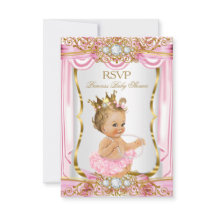 Chica Rubia Princesa Baby Shower Seda Rosa RSVP