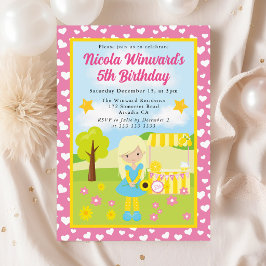 Invitación Chica Rubia y Linda de Limonada Cumpleaños de Niño