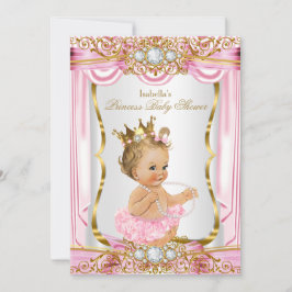 Invitación Chica rubio Princesa Baby Shower Oro rosado de sed