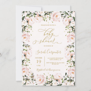 Invitación Chica Rubor Pink Floral Baby Shower