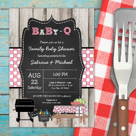 Invitación Chica Rustic Wood Family Baby Q Shower