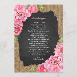 Invitación Chica Rústico Bebé Floral Rosa