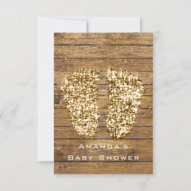 Invitación Chica Rústico de Madera Rústica de Baby Shower Gol (Reverso)