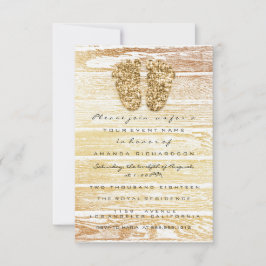 Invitación Chica Rústico de Madera Rústica de Baby Shower Gol