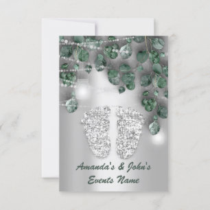 Invitación Chica Rústico Verde Rústico De Pies De Baby Shower