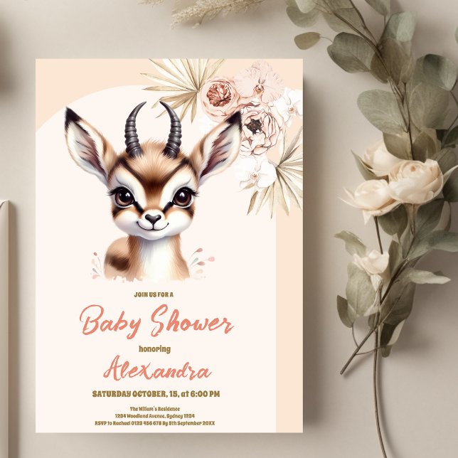 Invitación Chica Safari Animals Baby Shower (Subido por el creador)