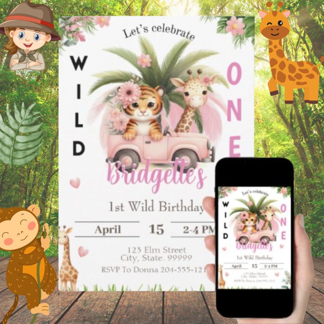 Invitación Chica Salvaje de un primer cumpleaños (Subido por el creador)