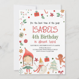 Invitación Chica Santa Elf Cumpleaños