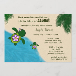 Invitación CHICA Sea TURTLE Baby Shower Invite PURP (Honu) 04