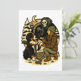 Invitación Chica Segadora Adorable y Perro en el Bosque Espel